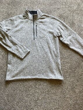 Eddie Bauer Light Heather Gray Quarter-Zip Sweater